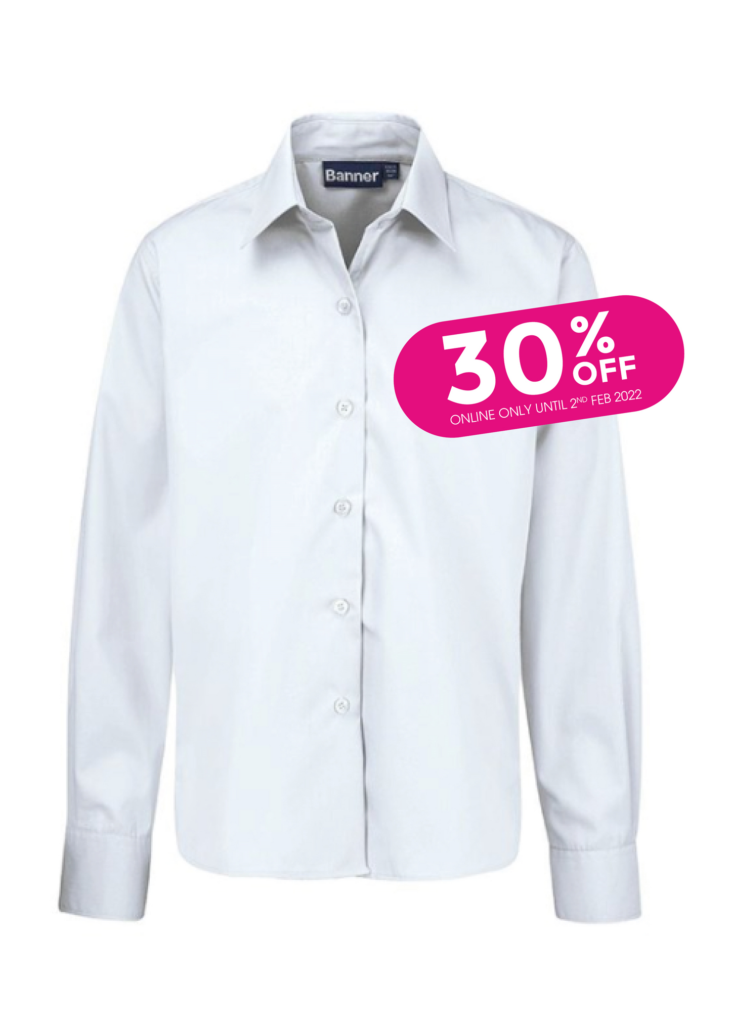 Blouses - Non Iron - Long Sleeve Tie Collar - Twin Pack - ??While Stock Last??