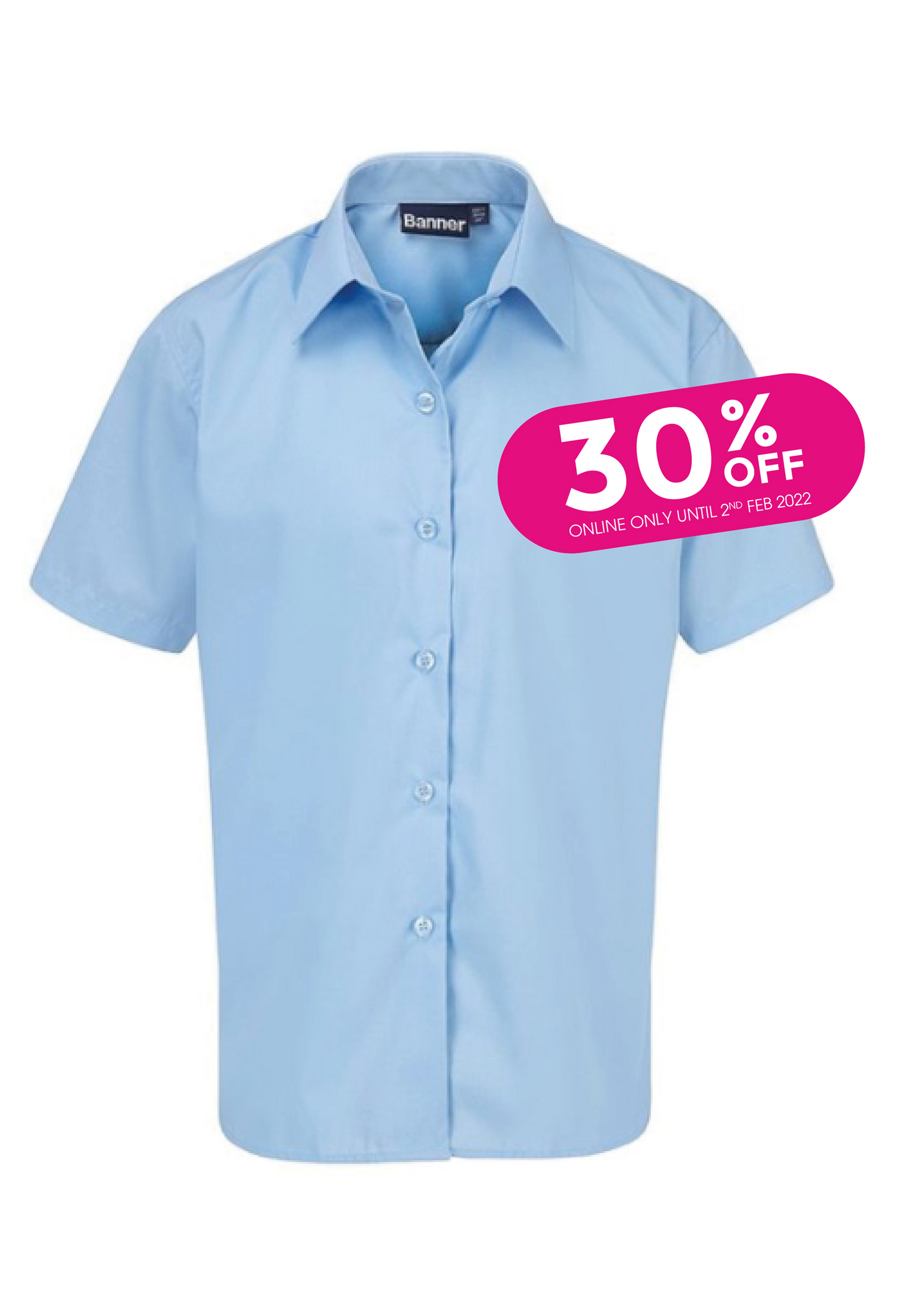 Blouses - Non Iron - Short Sleeve Tie Collar - Twin Pack -??While Stock Last??