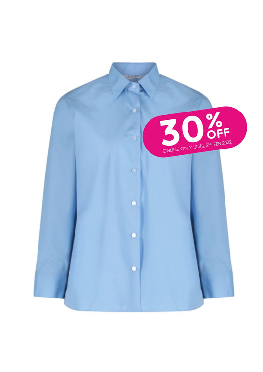 Blouses - Non Iron - Long Sleeve Tie Collar - Twin Pack - ??While Stock Last??