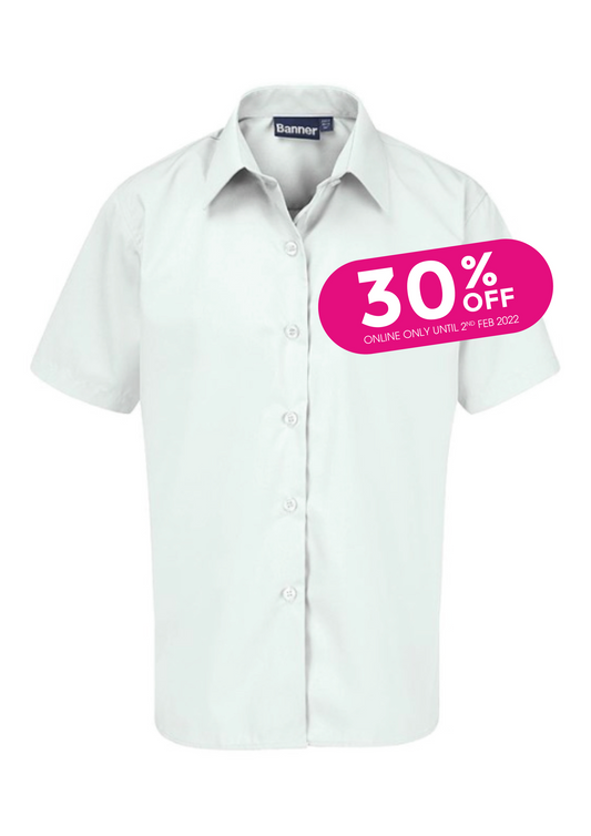 Blouses - Non Iron - Short Sleeve Tie Collar - Twin Pack -??While Stock Last??